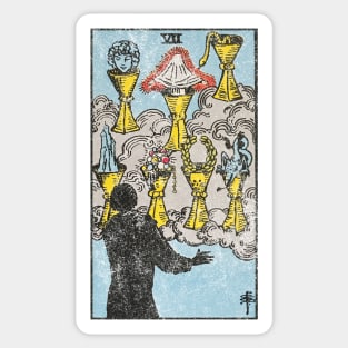 Seven of cups tarot card (distressed) Sticker